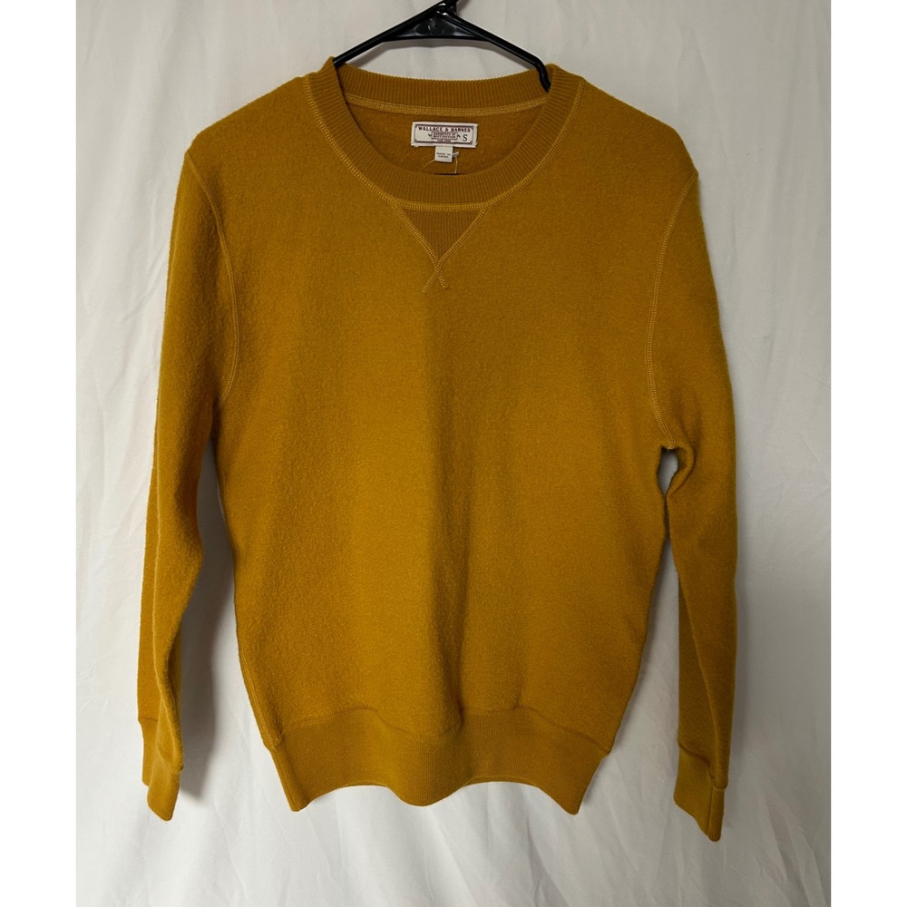 Wallace & Barnes J.Crew Mens Boiled Merino Wool Sweater Mustard Yellow Small NWT